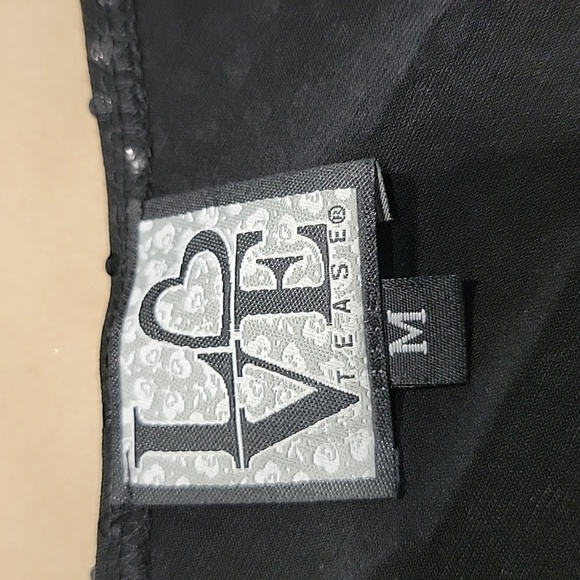 Love Tease Size M Black with Black Flat Sequins Single Shoulder Sleeveless Top - Picture 12 of 13